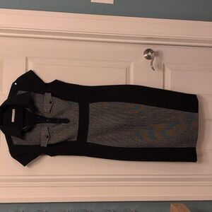 Karen Millen Black and Grey Tweed Shirt Dress - Size 10